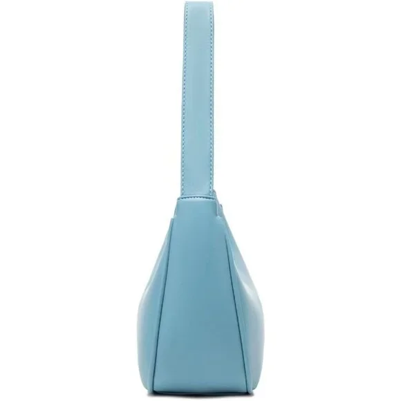 Women Lake Blue B Imported Polyester Pu Leather Zipper Closure Mini Tote Handbag - Picture 6 of 6